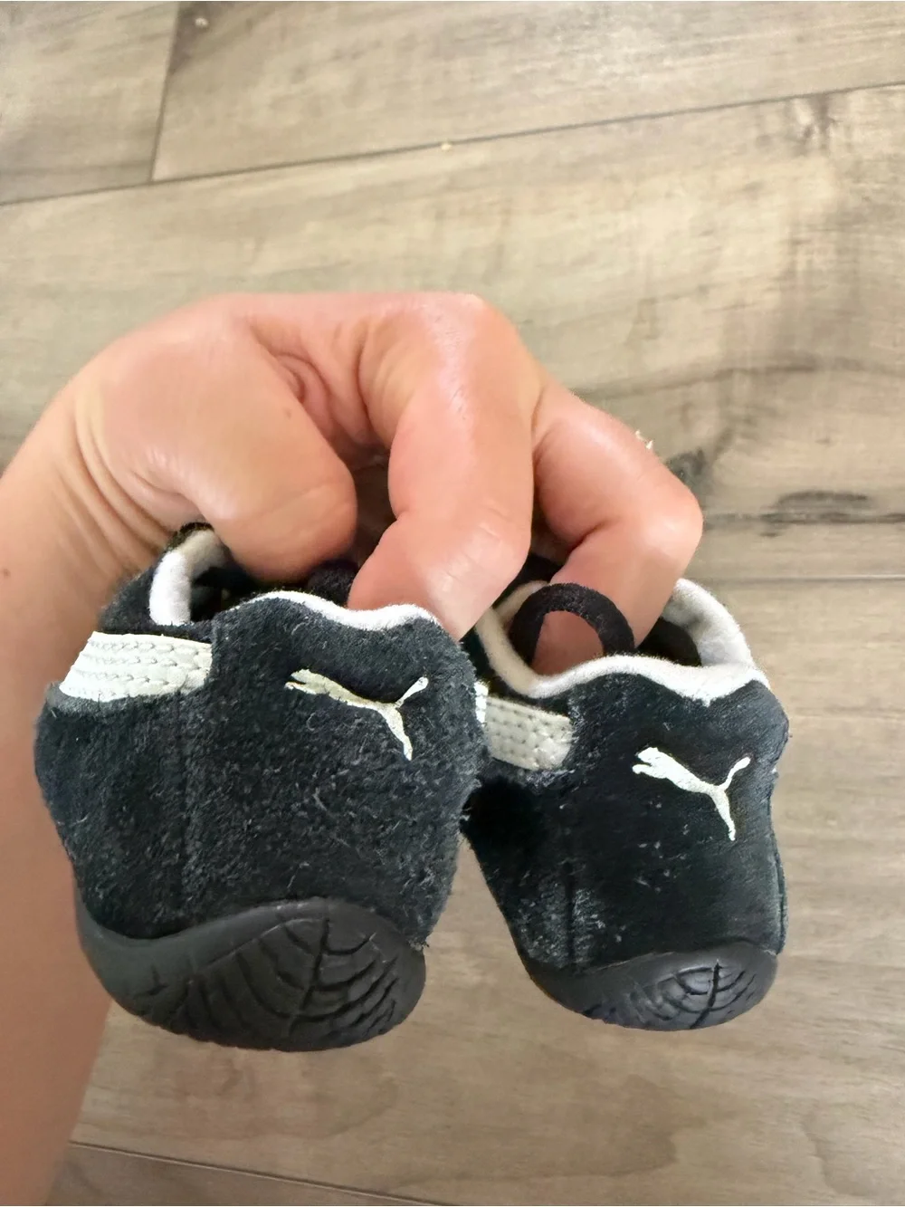 Puma Black and White Baby Suede Shoes size 2